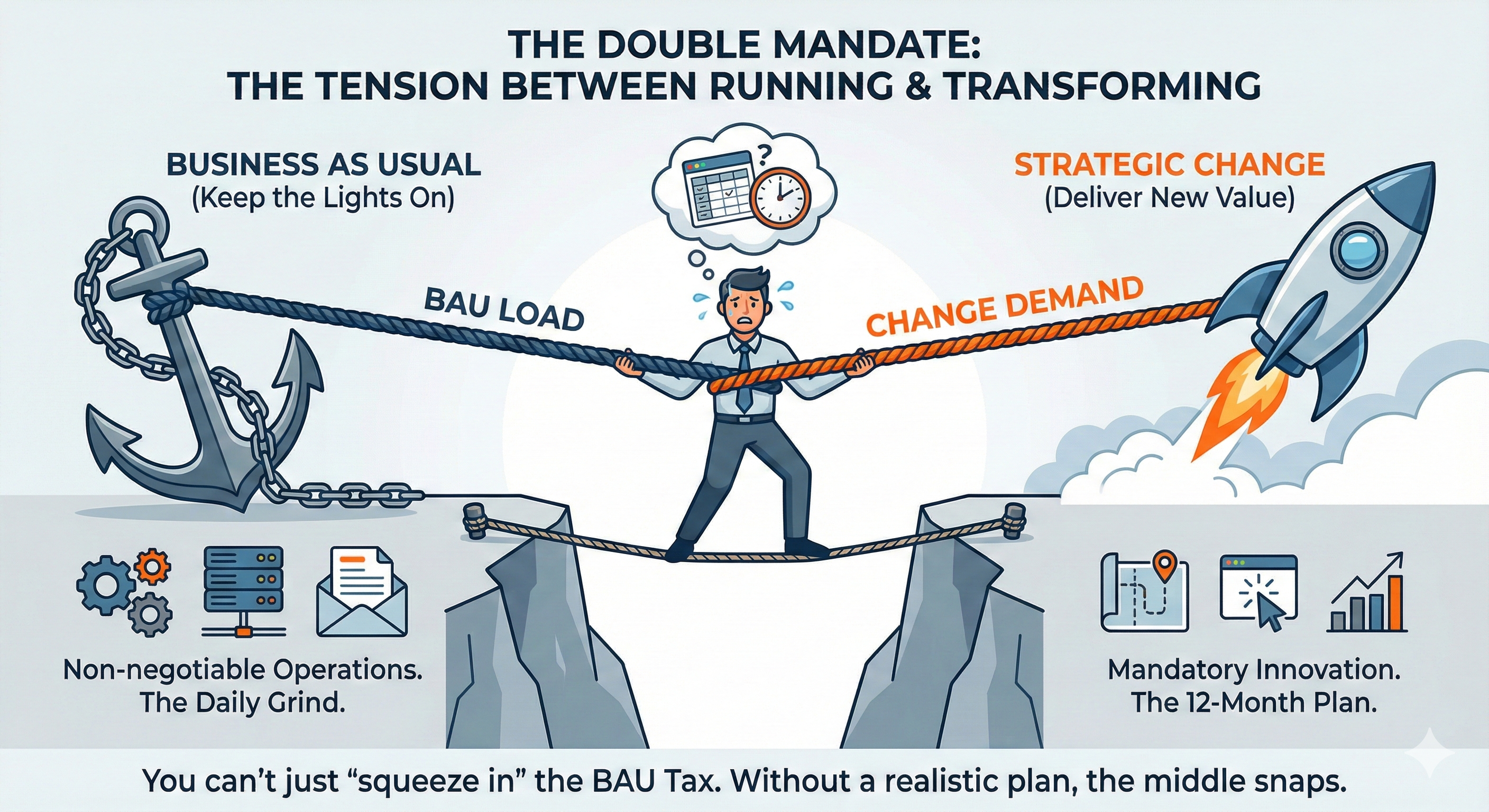 The "BAU Tax": How to Plan a 12-Month Change Roadmap When You Can’t Stop the Daily Grind